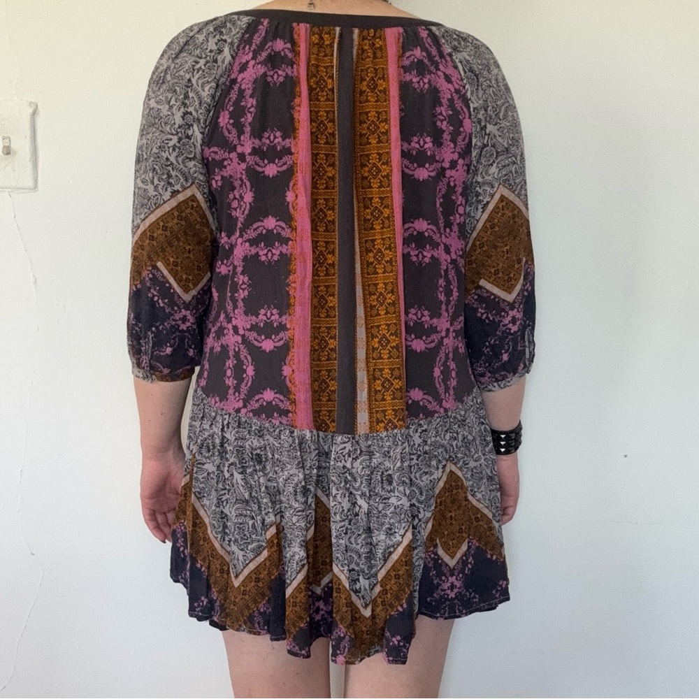 Free People Patchwork Cold Shoulder Peasant Blouse - image 6